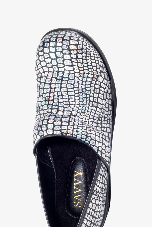 Savvy Women's Brandy Shimmer and Black Nursing Clogs - null - 2