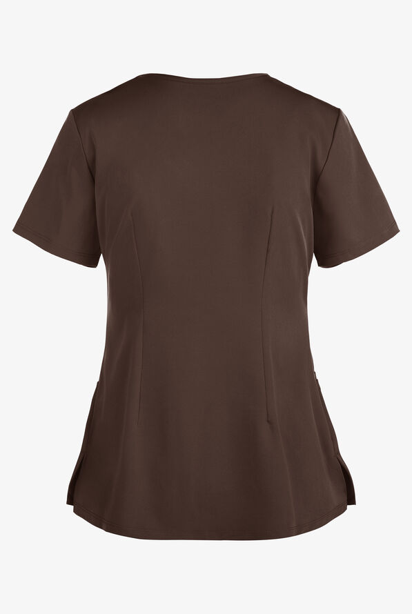 HH Works by Healing Hands Monica Women's 4-Pocket STRETCH V-Neck Scrub Top - Dark Chocolate - 3
