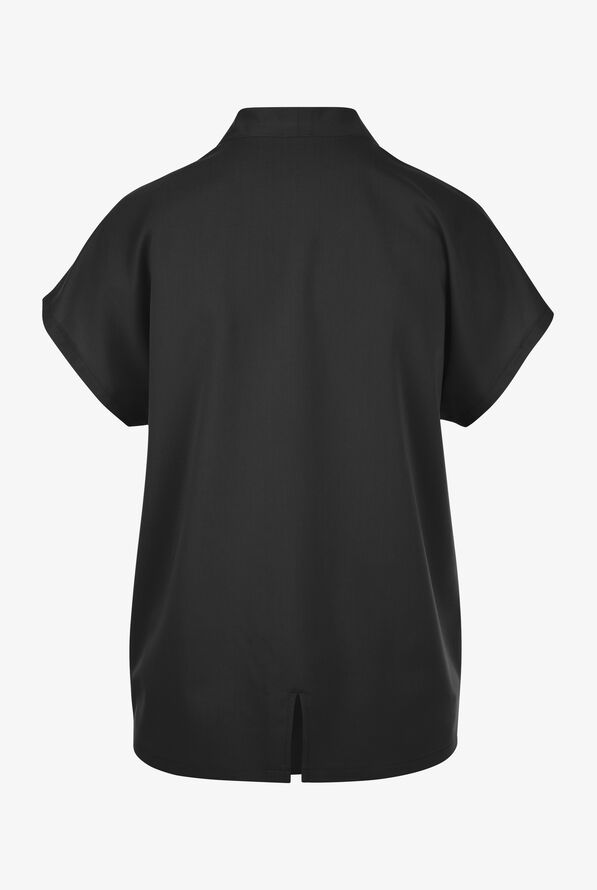 Cherokee Atmos Women's 1-Pocket STRETCH Dolman Sleeve Tuck In V-Neck Scrub Top - Black - 2