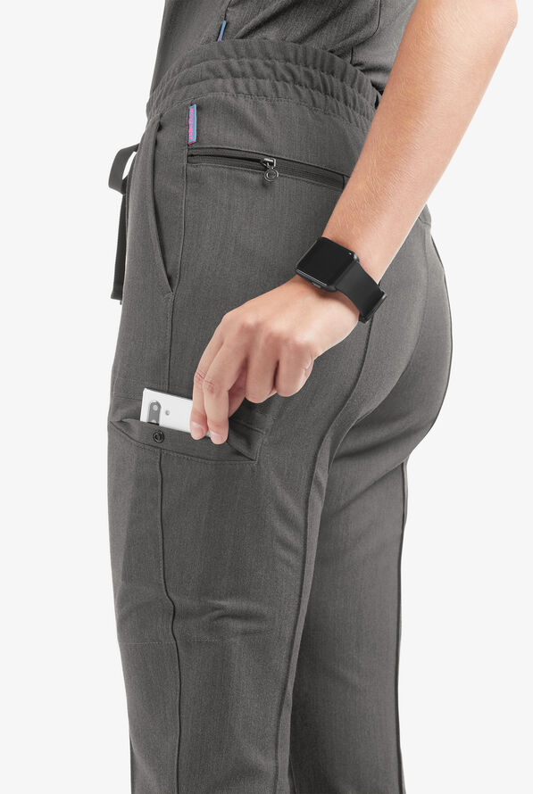 Movement by Butter-Soft Capricorn Women’s 7-Pocket Skinny Pintuck Scrub Pants - Graphite Heather - 2