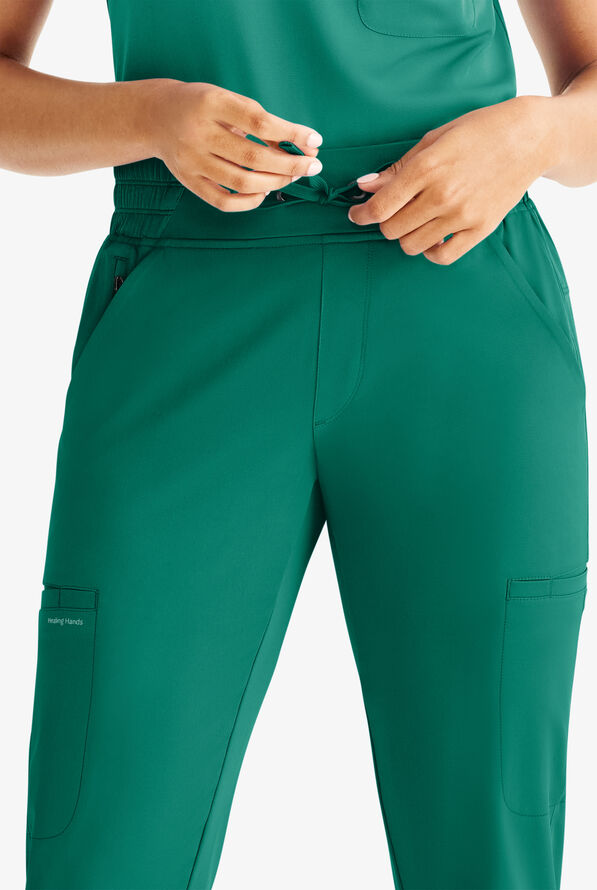 HH Works by Healing Hands Rhea Women's 6-Pocket STRETCH Cargo Jogger Scrub Pants - Hunter - 2