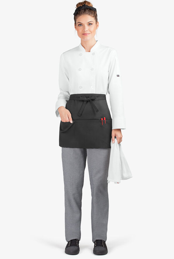Chef Uniforms Unisex 3-Pocket Reversible Waist Chef Apron&nbsp; - Black - 4
