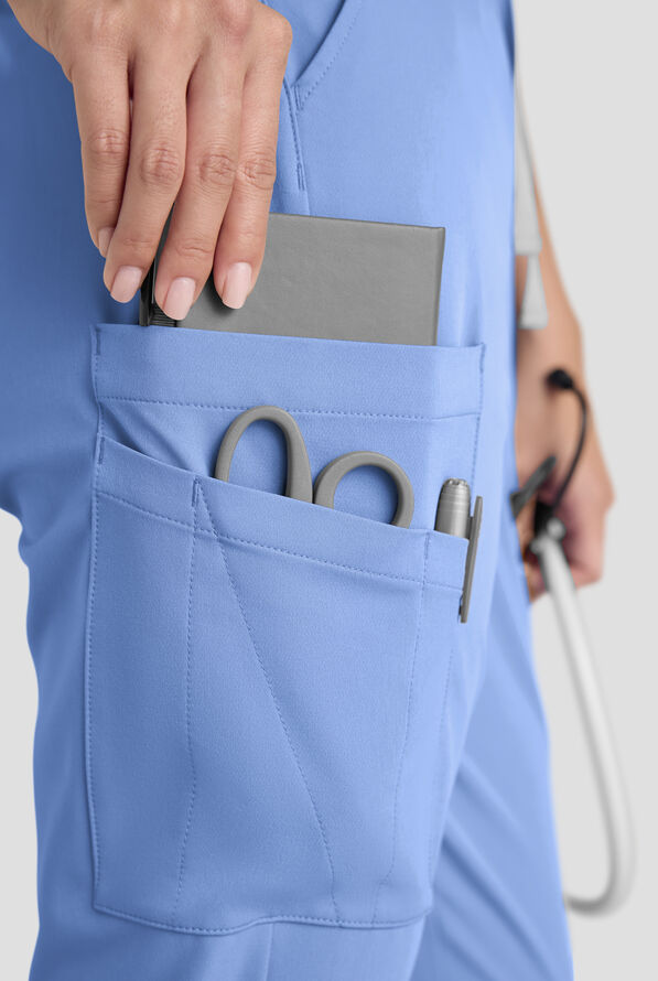Pantal&oacute;n m&eacute;dico ReSurge Topaz con cord&oacute;n ajustable y 11 bolsillos para mujer - Ceil Blue - 3