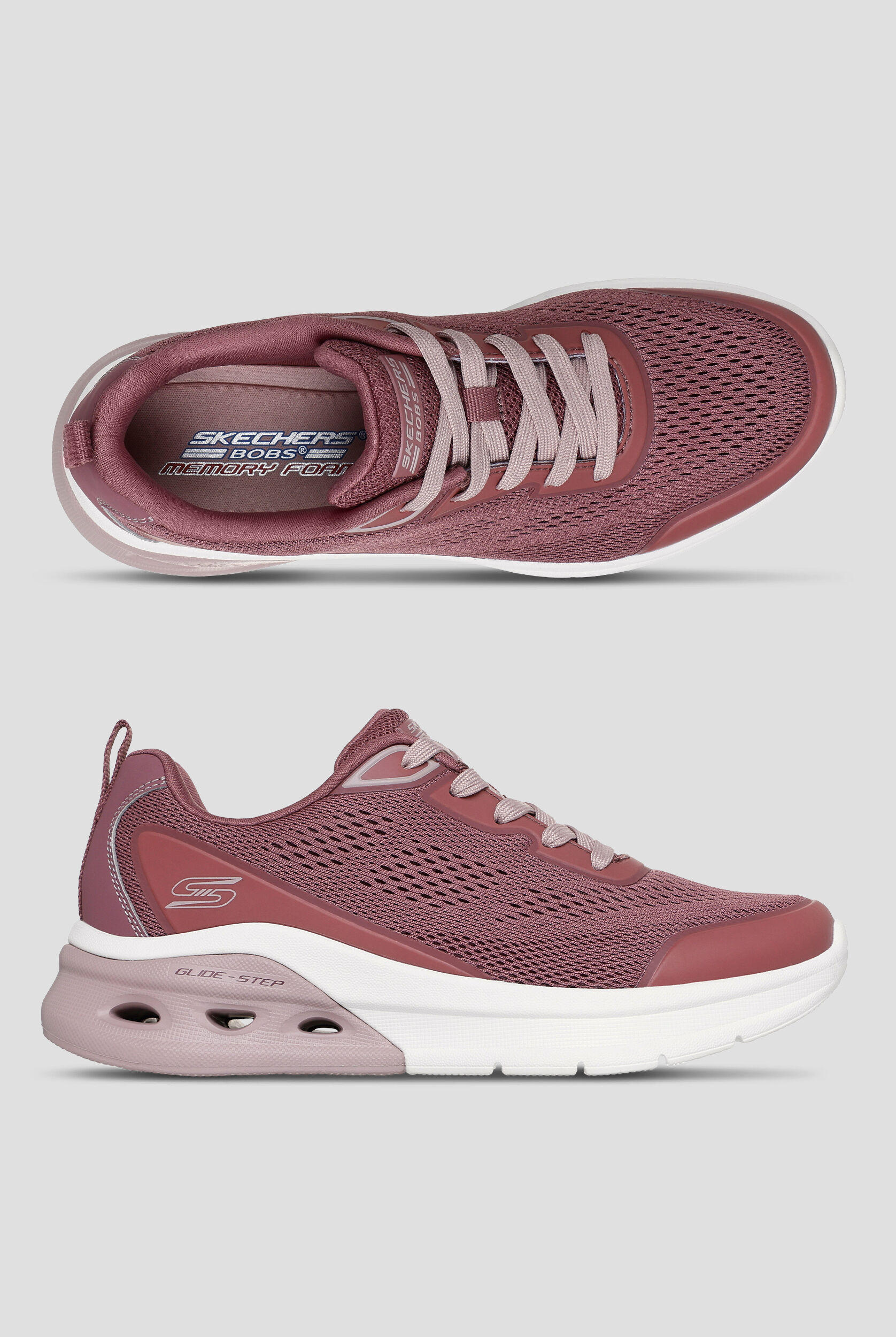 Skechers Bobs Sport Women's Knit Lace Up Glide-Step Sneaker, Athletic ...