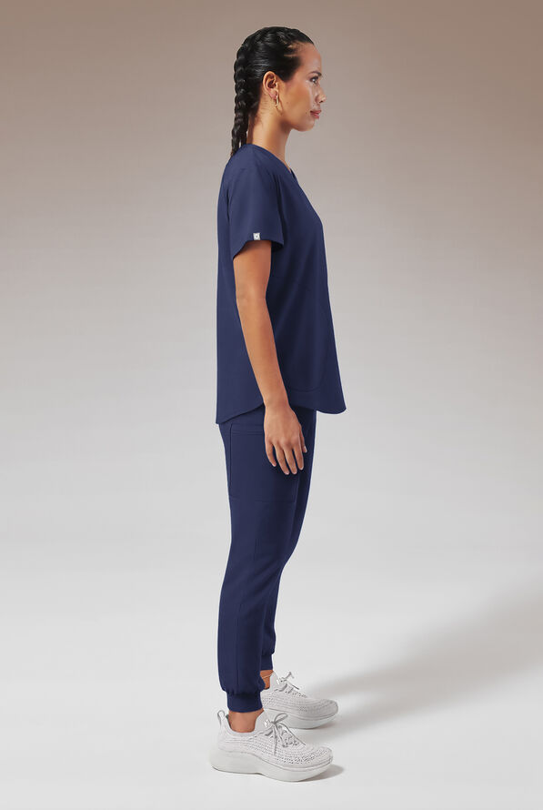 Blusa médica Hypothesis STRETCH estilo túnica con 2 bolsillos para mujer - Navy - 3