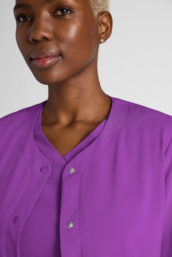 Easy STRETCH Rachel Women's 3-Pocket Snap Front Scrub Jacket - Fresh Purple - 5