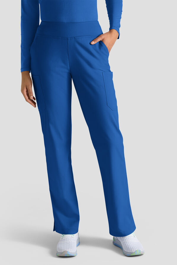 Butter-Soft STRETCH FLXTEK+ Women's 4-Pocket Knit Waistband Yoga Scrub Pants - Tall - Royal - 1