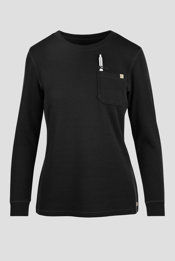 Grey's Anatomy&trade; by Barco Evolve STRETCH Wanderlust Women's 1-Pocket Waffle Knit Underscrub - Black - 1