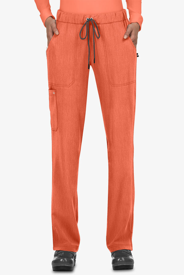koi Next Gen Everyday Hero Women's 5-Pocket STRETCH Drawstring Cargo Scrub Pant - Heather Coral - 1
