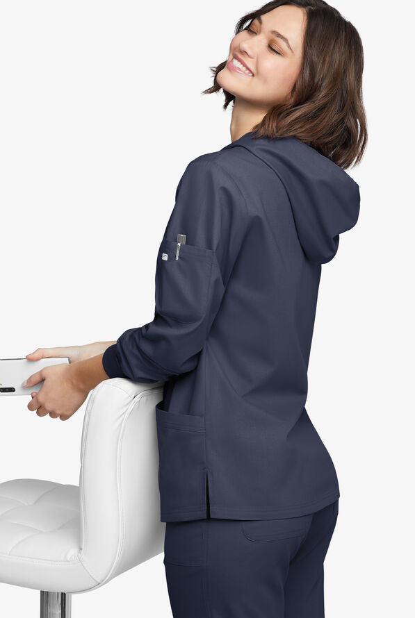 Strictly Scrubs Women's 5-Pocket Long Sleeve Pullover Hoodie - Navy - 4
