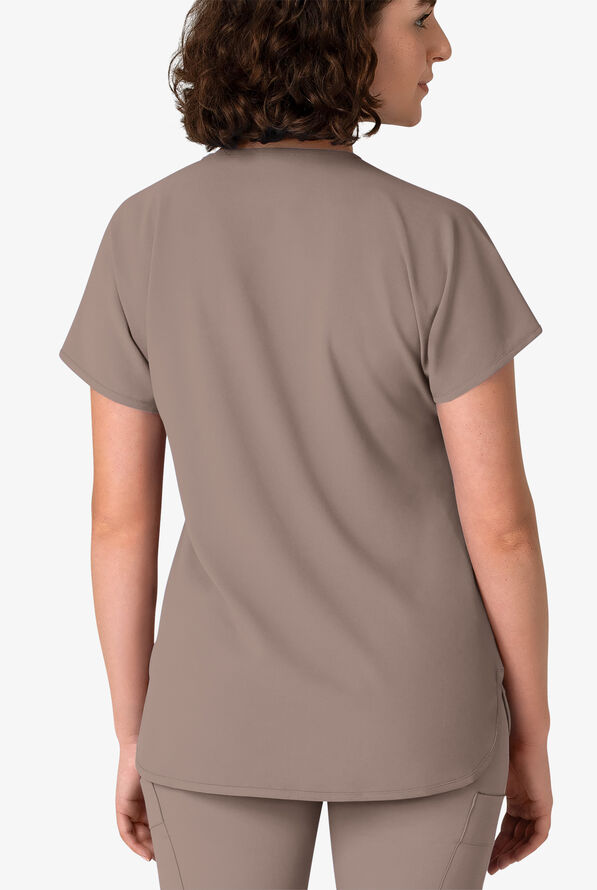 Wink Renew Women's 3-Pocket STRETCH Dolman Notch Sleeve Y-Neck Scrub Top - Haze - 2
