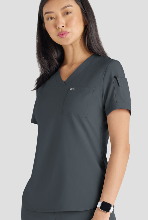 Conjunto de uniforme m&eacute;dico Easy STRETCH con 10 bolsillos para mujer - Pewter - 9