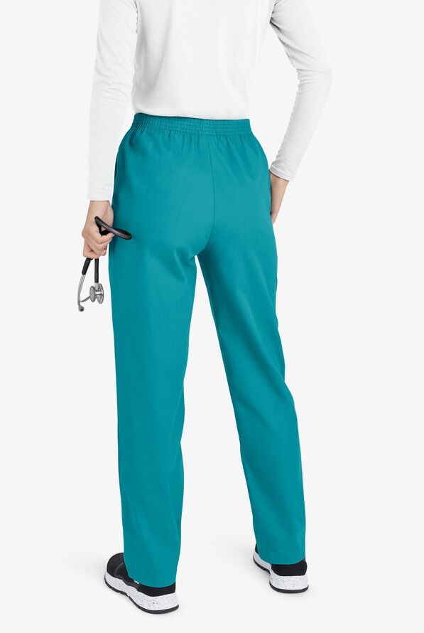 Pantalón médico Butter-Soft Core by UA™ petite con piernas pitillo y cintura elástica para mujer - Teal - 3