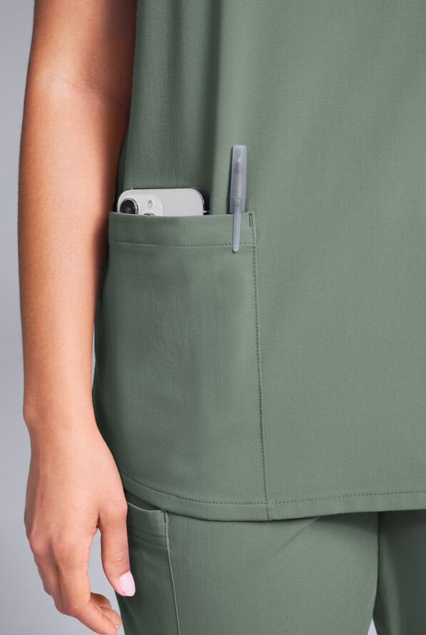 Hypothesis Women's Base 3 Pocket V-Neck Scrub Top - Mineral - 6