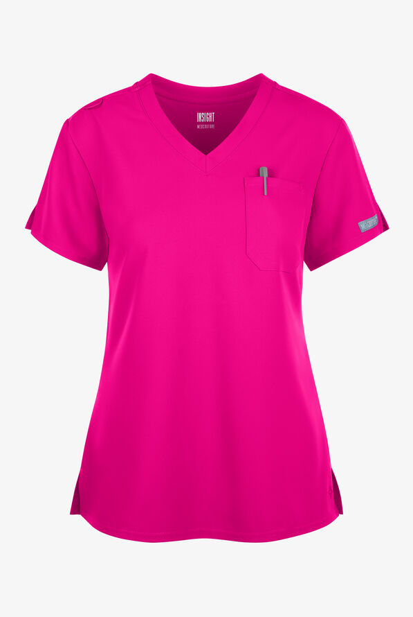Med Couture Insight Women's 1-Pocket Tuck In V-Neck Scrub Top - Aurora Berryalis - 1