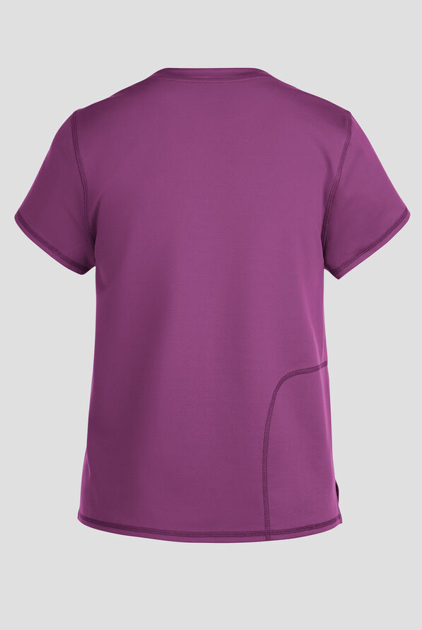 Blusa m&eacute;dica Med Couture Amp Knit STRETCH con cuello redondo y 2 bolsillos para mujer - Plum Royale - 2