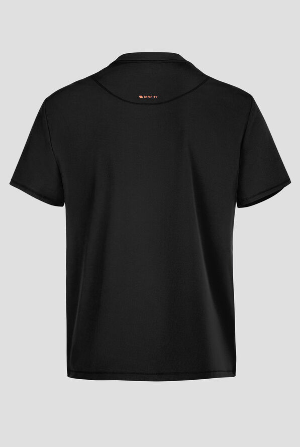 Infinity GNR8 Men's 3-Pocket STRETCH Rib-Knit Trim V-Neck Scrub Top - Black - 2