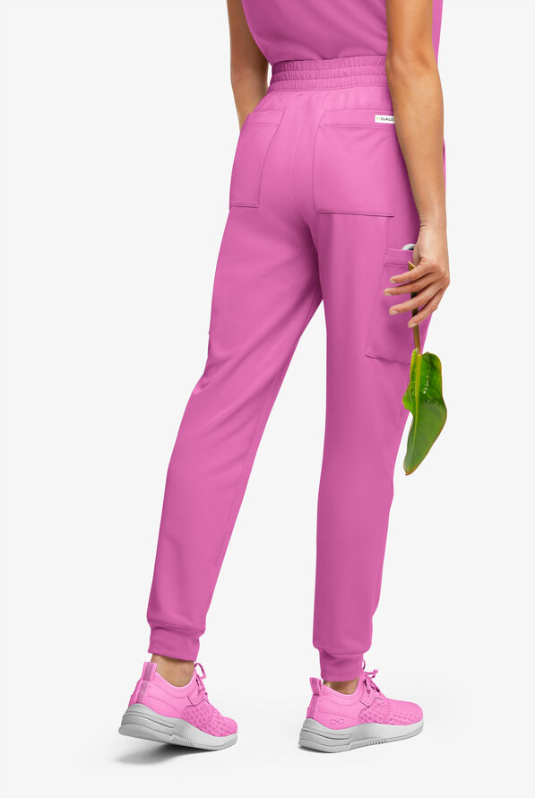 Pantalón médico ReSurge Amber estilo jogger con piernas pitillo y 7 bolsillos para mujer - Magnesium Pink - 4