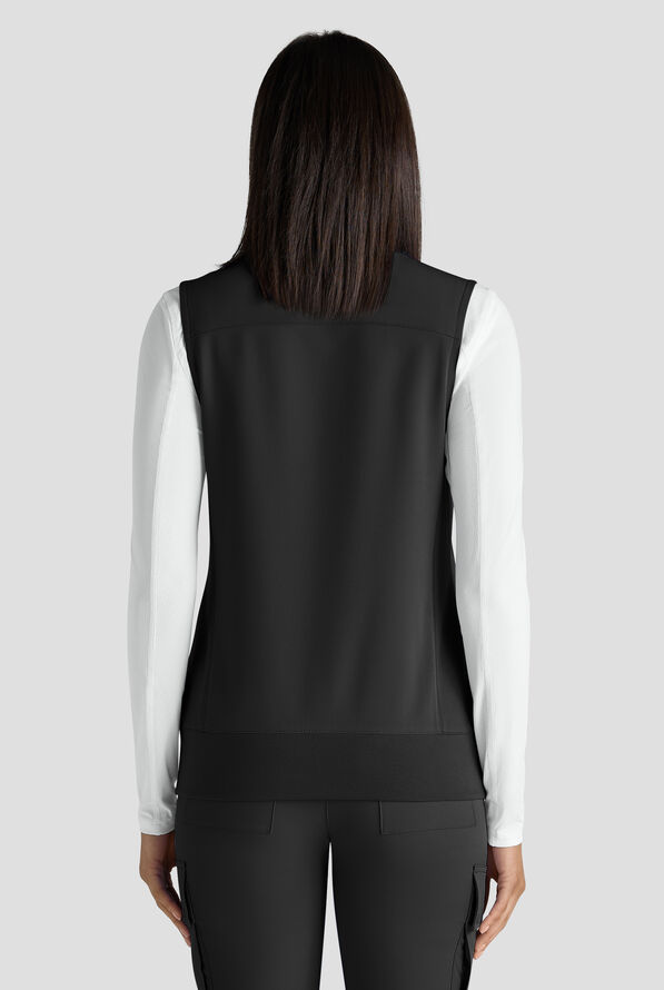 ReSurge Ebro Women's 6-Pocket Zip Front Stand Scrub Vest - Black - 6