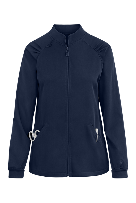 Med Couture Touch Women's 4-Pocket STRETCH Raglan Sleeve Zip Front Scrub Jacket