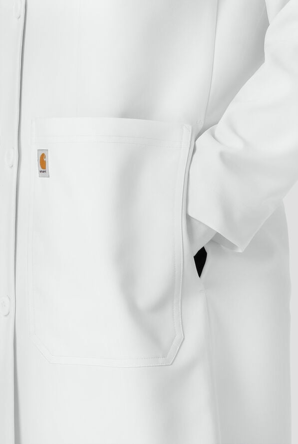 Bata de laboratorio Carhartt Performance Layers de 38" de largo con 6 bolsillos para mujer - White - 9