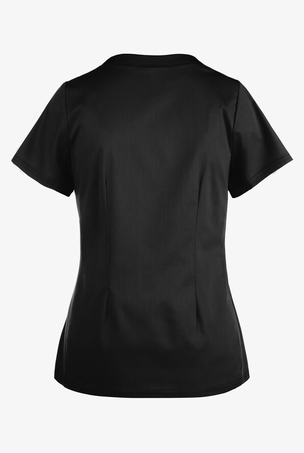 Butter-Soft STRETCH Women's 3-Pocket Contrast Scrub Top - Black - 2