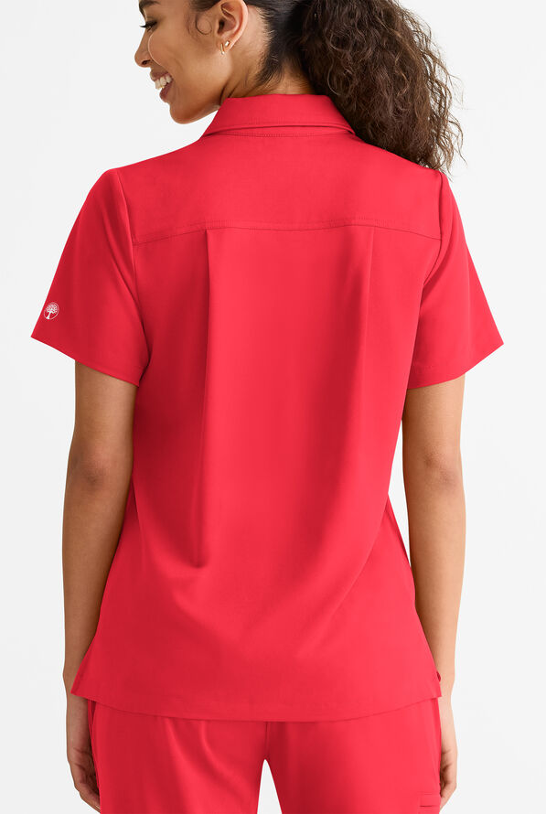 Blusa médica Healing Hands Limited Edition Kassie STRETCH con cuello y 1 bolsillo para mujer - Berry Crush - 2