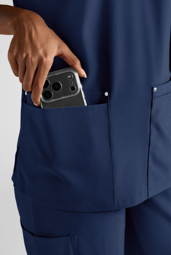 Easy STRETCH Women's 8-Pocket Scrub Set - Petite - Navy - 5