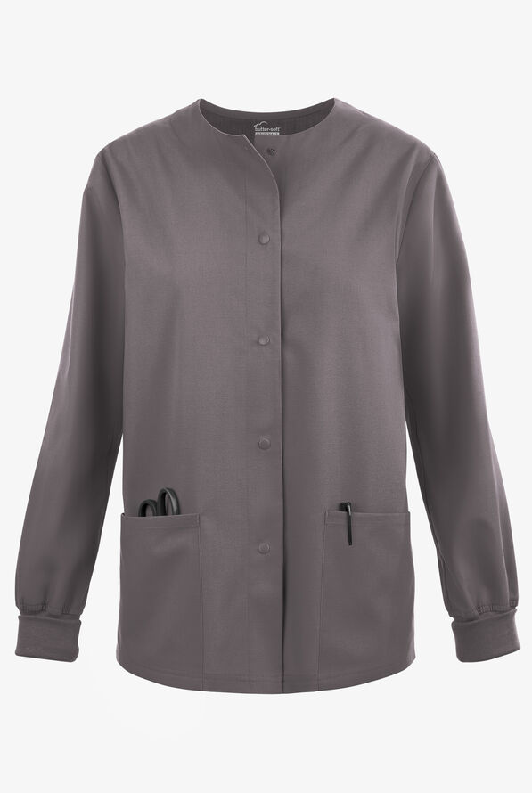 Butter-Soft Originals Women's 3-Pocket Warm-up Scrub Jacket - Grey Stone - 1