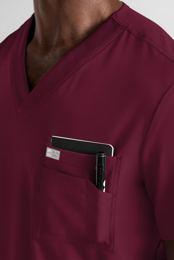 Easy STRETCH Men's Scrub Set - Wine - 5