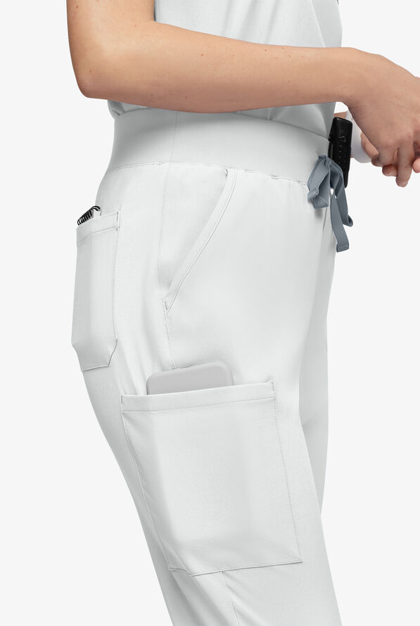 Easy STRETCH Olivia Women's 7-Pocket Slim Leg Jogger Scrub Pants - White - 2
