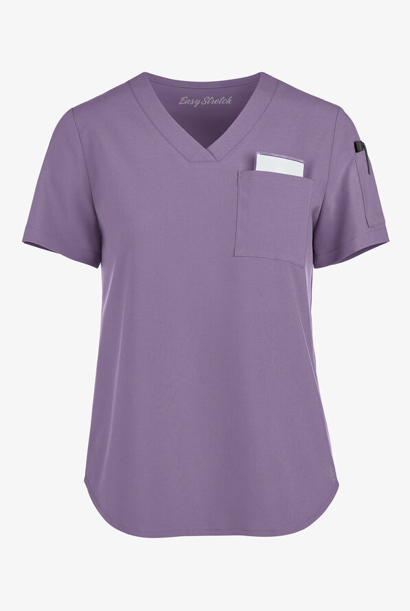 Easy STRETCH Chloe Women's 3-Pocket V-Neck Tuck-In Scrub Top - Purple Dusk - 1