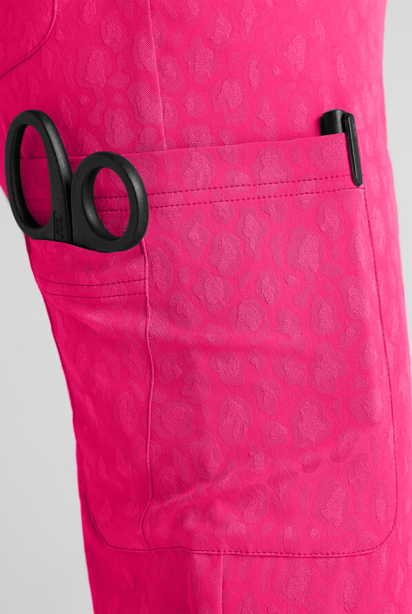 Easy STRETCH Naya Women's Jacquard 6-Pocket Straight Leg Scrub Pant - Reactive Pink - 3