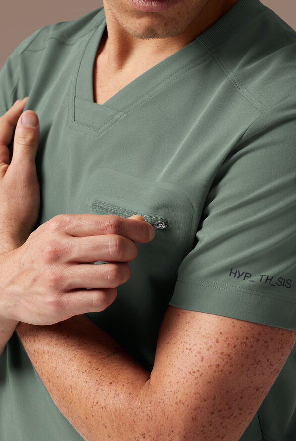 Camisa m&eacute;dica Hypothesis System 3 con cuello en V y 3 bolsillos para hombre - Mineral - 4