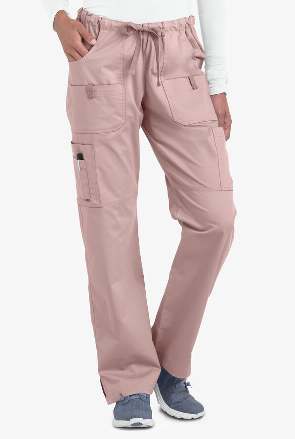 Butter-Soft STRETCH Women's 10-Pocket Drawstring Scrub Pants - Tall - Mauve Shadow - 1