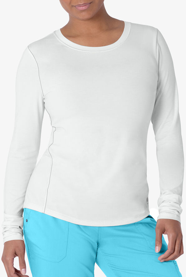 Healing Hands Mackenzie Women's STRETCH Long Sleeve Knit Underscrub - White - 2