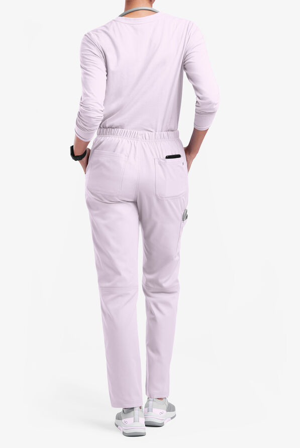 Butter-Soft Originals Women's 7-Pocket Mid Rise Straight Leg Cargo Scrub Pants - Petite - Orchid Petal - 3