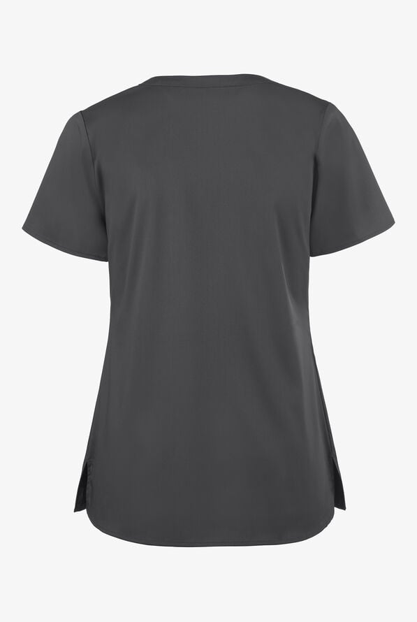 WonderWink PRO Women's 4-Pocket STRETCH Mock Wrap Scrub Top - Pewter - 3