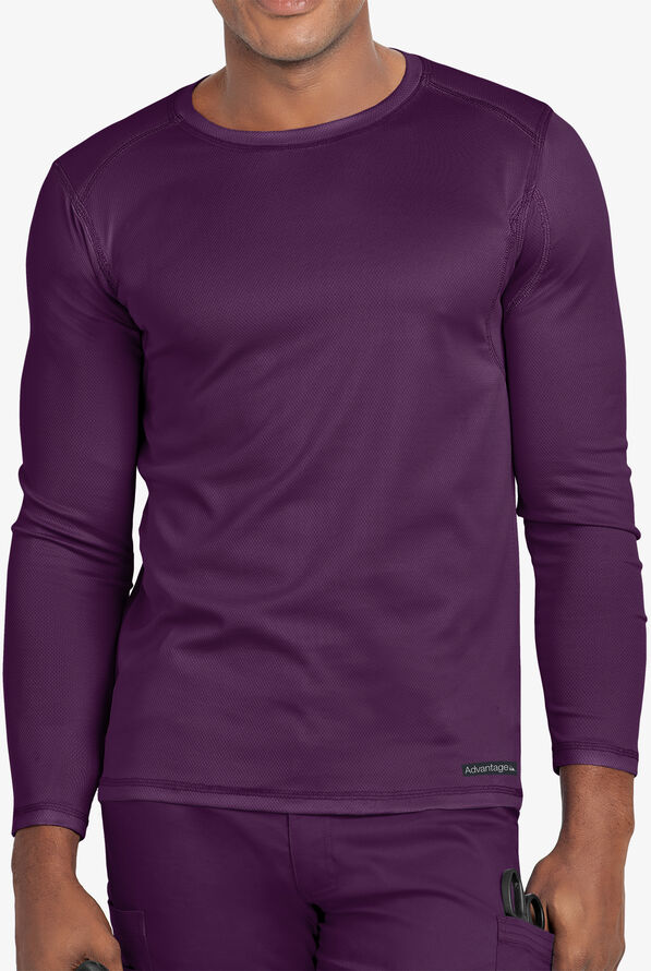 Advantage STRETCH Men's Long Sleeve Crew Neck Underscrub - Eggplant - 2