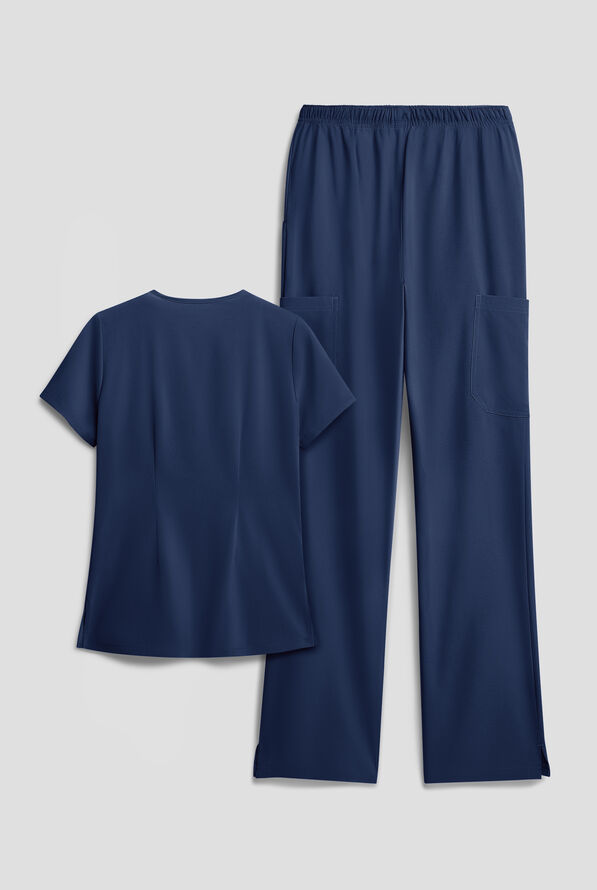 Easy STRETCH Women's 8-Pocket Scrub Set - Navy - 2