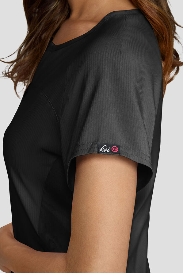 Blusa m&eacute;dica koi Lite&trade; Lilias con cuello coraz&oacute;n con muesca y 2 bolsillos para mujer - Black - 3