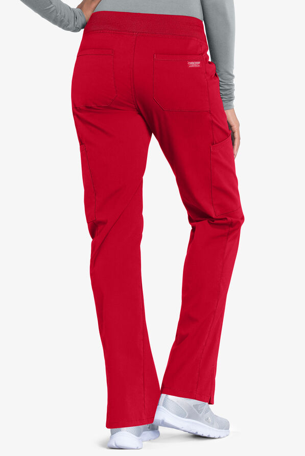 Cherokee Workwear Professionals Women's 6-Pocket STRETCH Pull-On Scrub Pants - Tall - Red - 2