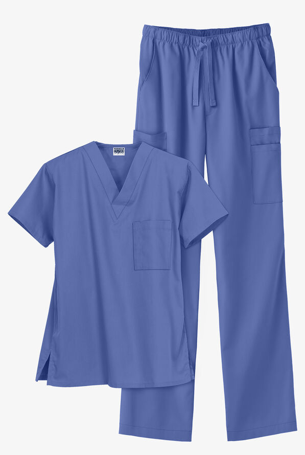 Conjunto médico unisex Strictly Scrubs estilo cargo con 7 bolsillos - Ceil Blue - 1
