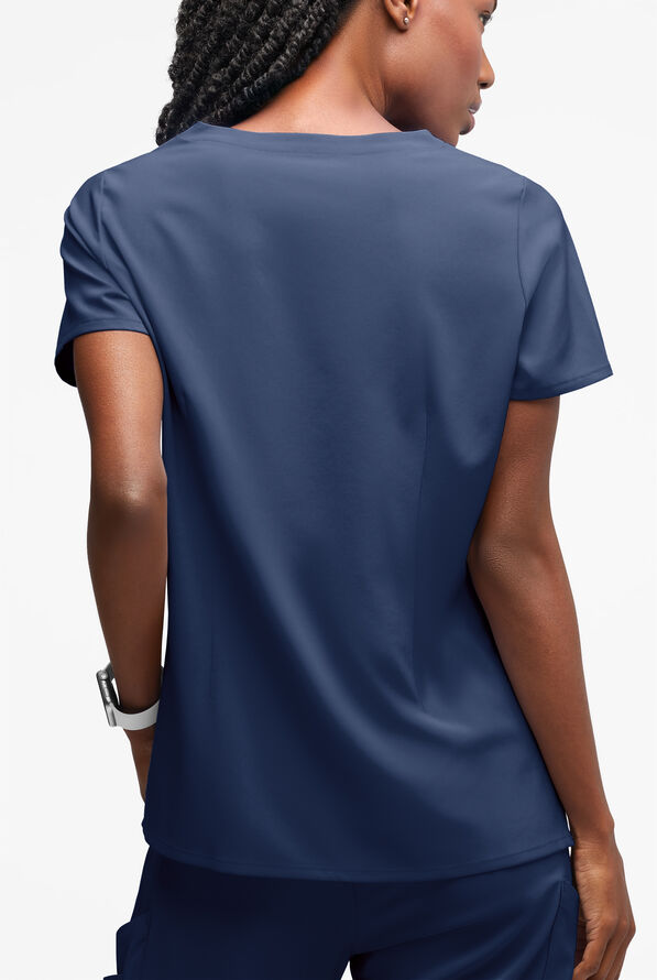 Easy STRETCH Salma Women’s 3-Pocket Keyhole Neck Scrub Top - Navy - 2