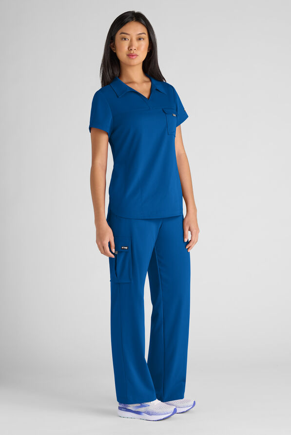 Pantal&oacute;n m&eacute;dico Grey's Anatomy by Barco Emerge Teagan STRETCH de tiro alto con piernas anchas y 6 bolsillos para mujer - Royal - 4