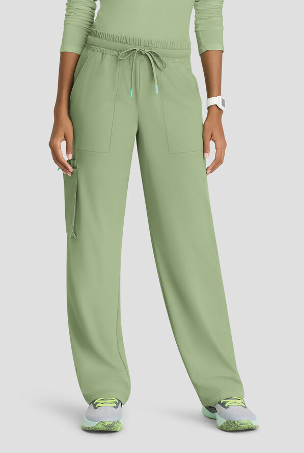 Pantalón médico Skechers by Barco MotionTech Scout STRETCH estilo cargo con piernas anchas y 5 bolsillos para mujer - Field Green - 1