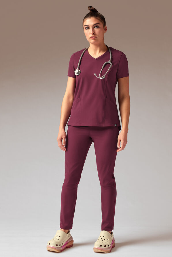 Hypothesis Meta-Base 2 Women&rsquo;s 2-Pocket V-Neck Scrub Top - Wine - 2