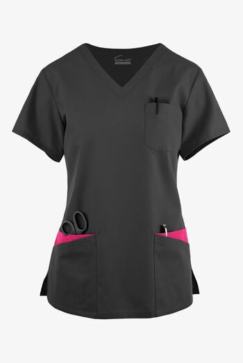 Blusa m&eacute;dica Butter-Soft Originals con cuello en V redondeado y 7 bolsillos para mujer