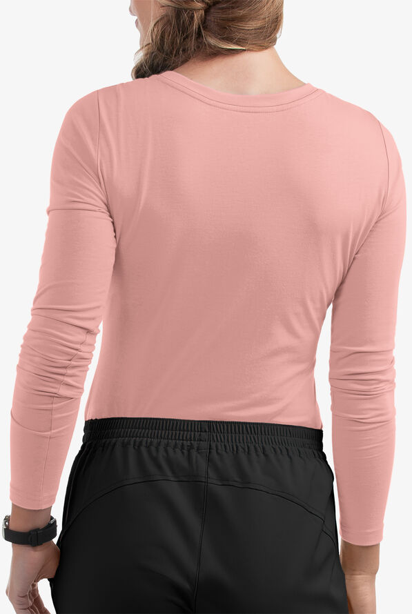 Healing Hands Melissa Women's STRETCH Long Sleeve Knit Underscrub - Pink Peacock - 3
