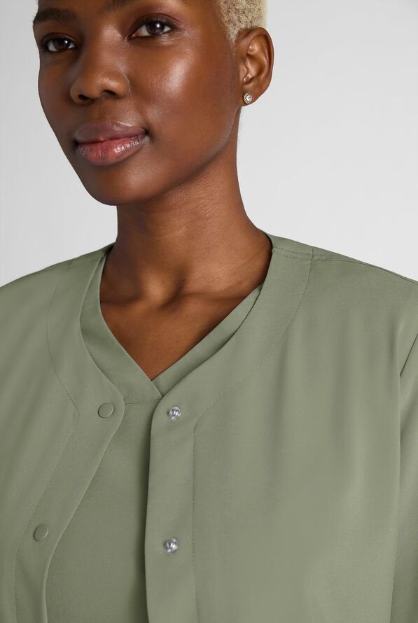 Easy STRETCH Rachel Women's 3-Pocket Snap Front Scrub Jacket - Olive Leaf - 5
